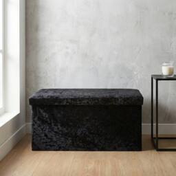 Garden Greatness Crushed Velvet Urban Black Ottoman Storage - thumbnail 2