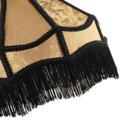 Happy Homewares Gold Shimmer Victorian Lamp Shade with Floral Decoration & Black Long Tassels - Size: 12 inches - thumbnail 4