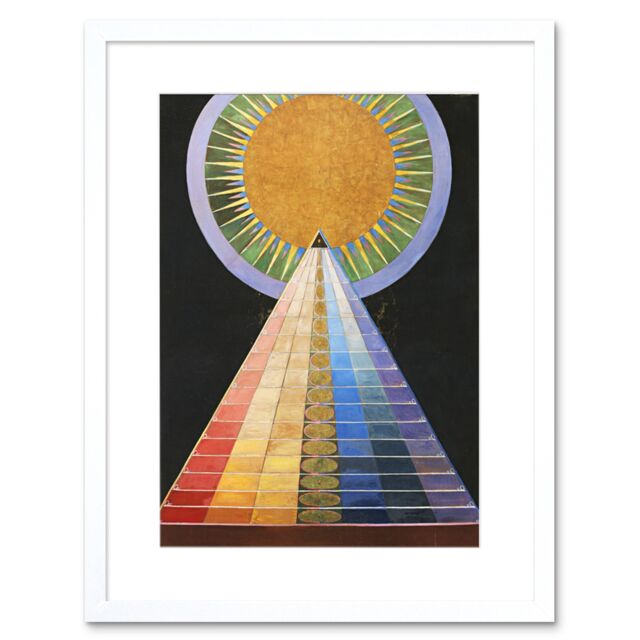 "Artery8 Wall Art Print Hilma Af Klint Altarpiece No 1 Group X Artwork Framed 9X7 Inch in White - Size: W7"" x H9""" - image 1
