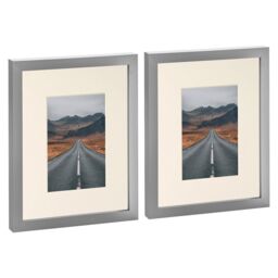 "Nicola Spring Photo Frames with 4"" x 6"" Mount - 8"" x 10"" - White Mount - Pack of 2 in Grey" - thumbnail 1