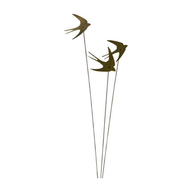 Poppyforge Flying Swallows Cluster Garden Art - Steel - W6 x H100 cm in Silver - image 1