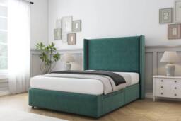 "Sloomy Stratford Plush Divan Base No Drawers 54"" Headboard & 12"" Footboard in Emerald - Size: Small Double" - thumbnail 3