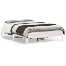 Berkfield Home Beautiful Bed Frame without Mattress White 135x190 cm Double Soli - thumbnail 2