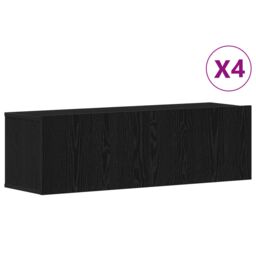 Berkfield Home 4-Piece TV Cabinet Set - Wall-Mounted Black Oak Engineered Wood - thumbnail 4