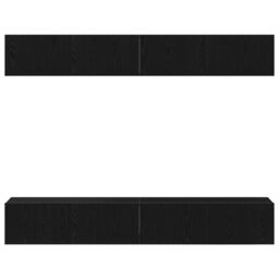 Berkfield Home 4-Piece TV Cabinet Set - Wall-Mounted Black Oak Engineered Wood - thumbnail 6