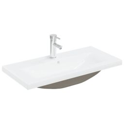 Berkfield Home Bathroom Sink Cabinet with Built-in Basin & Faucet Sonoma Oak in Brown - thumbnail 6