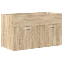 Berkfield Home Bathroom Sink Cabinet with Built-in Basin & Faucet Sonoma Oak in Brown - thumbnail 5