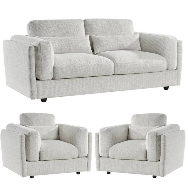 Furnishings For Less UK Bali 3 Piece Sofa Suite Chenille Modern 3 + 1 + 1 Beige - image 1