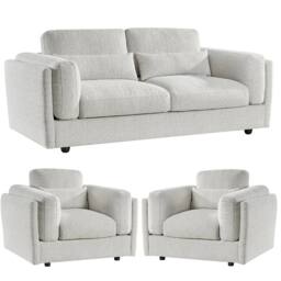 Furnishings For Less UK Bali 3 Piece Sofa Suite Chenille Modern 3 + 1 + 1 Beige