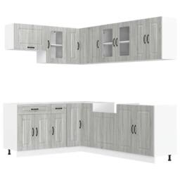Berkfield Home Elegant 11 Piece Kitchen Cabinet Set Kalmar Grey Sonoma Engineere - thumbnail 3