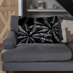 Benjamin Tate Design White Palm Trees On Black Blanket in Natural - Size: 120 cm x 150 cm - thumbnail 2