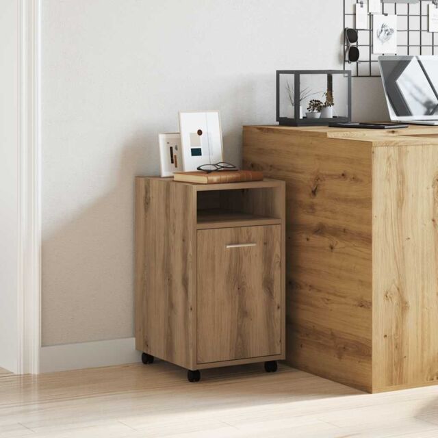 Berkfield Home Cabinet with Wheels Artisan Oak 33x38x60 cm Engineered Wood in Brown - Size: 33 x 38 x 60 cm - image 1
