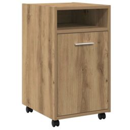 Berkfield Home Cabinet with Wheels Artisan Oak 33x38x60 cm Engineered Wood in Brown - Size: 33 x 38 x 60 cm - thumbnail 2