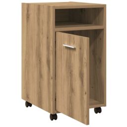 Berkfield Home Cabinet with Wheels Artisan Oak 33x38x60 cm Engineered Wood in Brown - Size: 33 x 38 x 60 cm - thumbnail 7