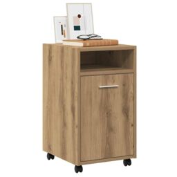 Berkfield Home Cabinet with Wheels Artisan Oak 33x38x60 cm Engineered Wood in Brown - Size: 33 x 38 x 60 cm - thumbnail 3