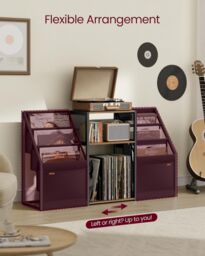 VASAGLE Large 3-Tier Record Player Stand Vinyl Storage up to 140 Albums in Brown - thumbnail 5
