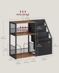 VASAGLE Large 3-Tier Record Player Stand Vinyl Storage up to 140 Albums in Brown - thumbnail 2