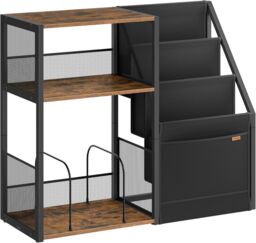VASAGLE Large 3-Tier Record Player Stand Vinyl Storage up to 140 Albums in Brown - thumbnail 6