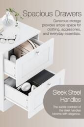 Home Discount Vida Designs Altino 2 Drawer Bedside Cabinet Chest Bedroom Furniture in White - thumbnail 3