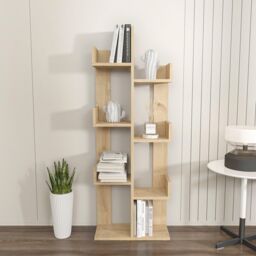 Decorotika Lusia 4-tier Bookcase Shelving Unit in Light Oak - thumbnail 1