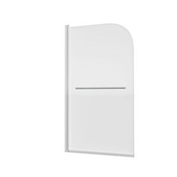 Nes Home Frameless Bath Shower Screen with Glass Swing Door & Towel Bar in Metallic Silver - thumbnail 4