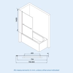 Nes Home Frameless Bath Shower Screen with Glass Swing Door & Towel Bar in Metallic Silver - thumbnail 5