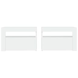 Berkfield Home Bedside Cabinets 2 pcs with LEDs White 60x35x40 cm - Size: 60 x 35 x 40 cm - thumbnail 4