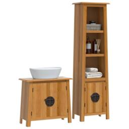 Berkfield Home Beautiful 2 Piece Bathroom Furniture Set Solid Wood Pine in Brown