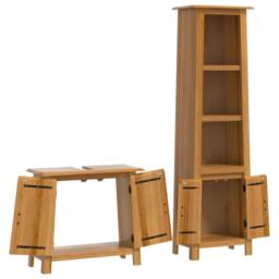 Berkfield Home Beautiful 2 Piece Bathroom Furniture Set Solid Wood Pine in Brown - thumbnail 4