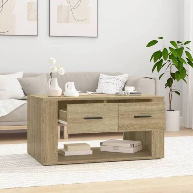 Berkfield Home Decorative Coffee Table Sonoma Oak 80x50x40 cm Engineered Wood in Light Brown - Size: 80 x 50 x 40 cm - image 1