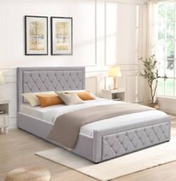 KOSY KOALA Ottoman Storage 4ft6 Double Grey Velvet With 4ft6 Memory Foam Mattress - thumbnail 3