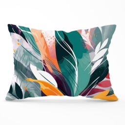 Warren Reed - Designer Coloured Abstrace Feather Leaves Cushions in Green - Size: 45 cm x 45 cm - thumbnail 1