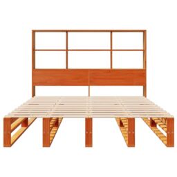 Berkfield Home Bookcase Bed without Mattress Wax Brown 135x190 cm Double Solid Wood in White - thumbnail 4