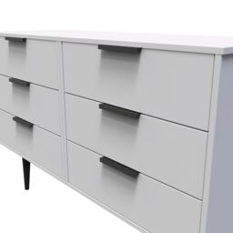 Ready Assembled 2 U Fuji 6 Drawer Wide Chest (Ready Assembled) in Light Grey - thumbnail 4