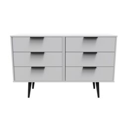 Ready Assembled 2 U Fuji 6 Drawer Wide Chest (Ready Assembled) in Light Grey - thumbnail 1
