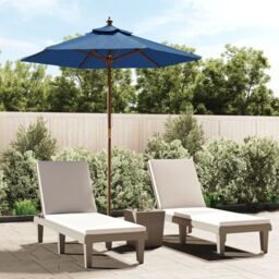 Berkfield Home Garden Parasol with Wooden Pole Azure Blue 196x231 cm