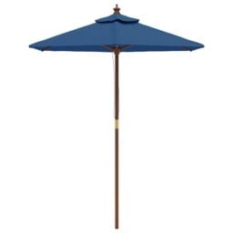 Berkfield Home Garden Parasol with Wooden Pole Azure Blue 196x231 cm - thumbnail 3
