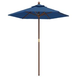 Berkfield Home Garden Parasol with Wooden Pole Azure Blue 196x231 cm - thumbnail 2