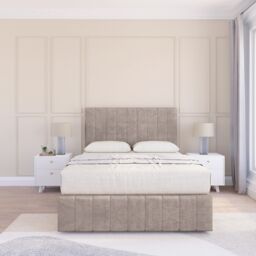 "Sloomy California Divan Bed Base Slate Naples No Drawers 12"" Footboard & 54"" Floor Standing Headboard in Cream - Size: Small Single" - thumbnail 2