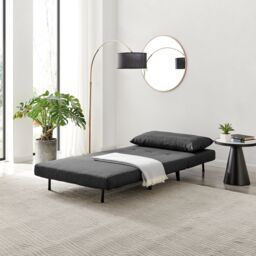 FurnitureboxUK Bobby Compact Futon Inspired Sofa Bed Upholstered In Soft Fabric in Dark Grey - Size: Medium - thumbnail 3