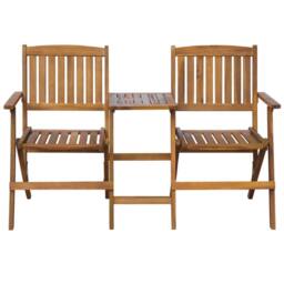 Berkfield Home Classic Folding Garden Bench with Tea Table 140 cm Solid Acacia Wood in Brown - thumbnail 3