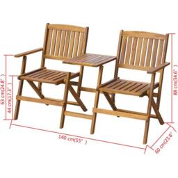 Berkfield Home Classic Folding Garden Bench with Tea Table 140 cm Solid Acacia Wood in Brown - thumbnail 4