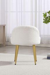 Living and Home Teddy Fleece Dressing Table Stool with Iron Legs in White - thumbnail 8