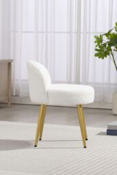 Living and Home Teddy Fleece Dressing Table Stool with Iron Legs in White - thumbnail 5