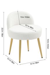 Living and Home Teddy Fleece Dressing Table Stool with Iron Legs in White - thumbnail 2