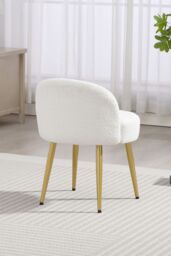 Living and Home Teddy Fleece Dressing Table Stool with Iron Legs in White - thumbnail 7