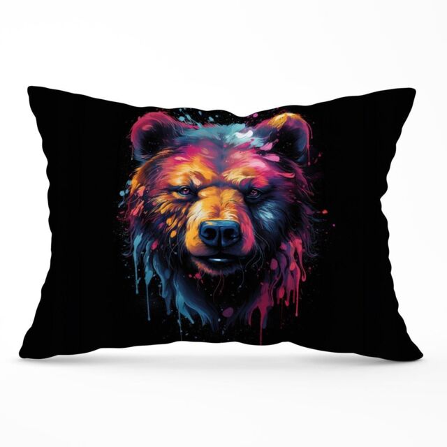 Warren Reed - Designer Splashart Bear Face Cushions in Brown - Size: 60 cm x 60 cm - image 1