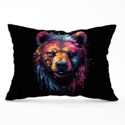 Warren Reed - Designer Splashart Bear Face Cushions in Brown - Size: 60 cm x 60 cm - thumbnail 1