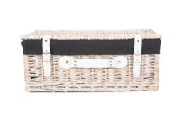 Red Hamper Wicker 45cm White Picnic Basket with Cotton Lining in Black - thumbnail 4