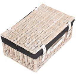 Red Hamper Wicker 45cm White Picnic Basket with Cotton Lining in Black - thumbnail 3